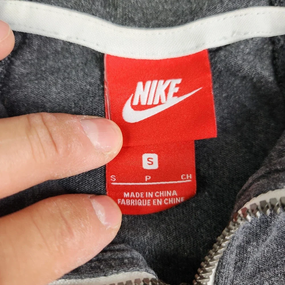 Nike Hoodie Womens Small Gray Heathered Activewear Gym Embroidered Logo Full Zip